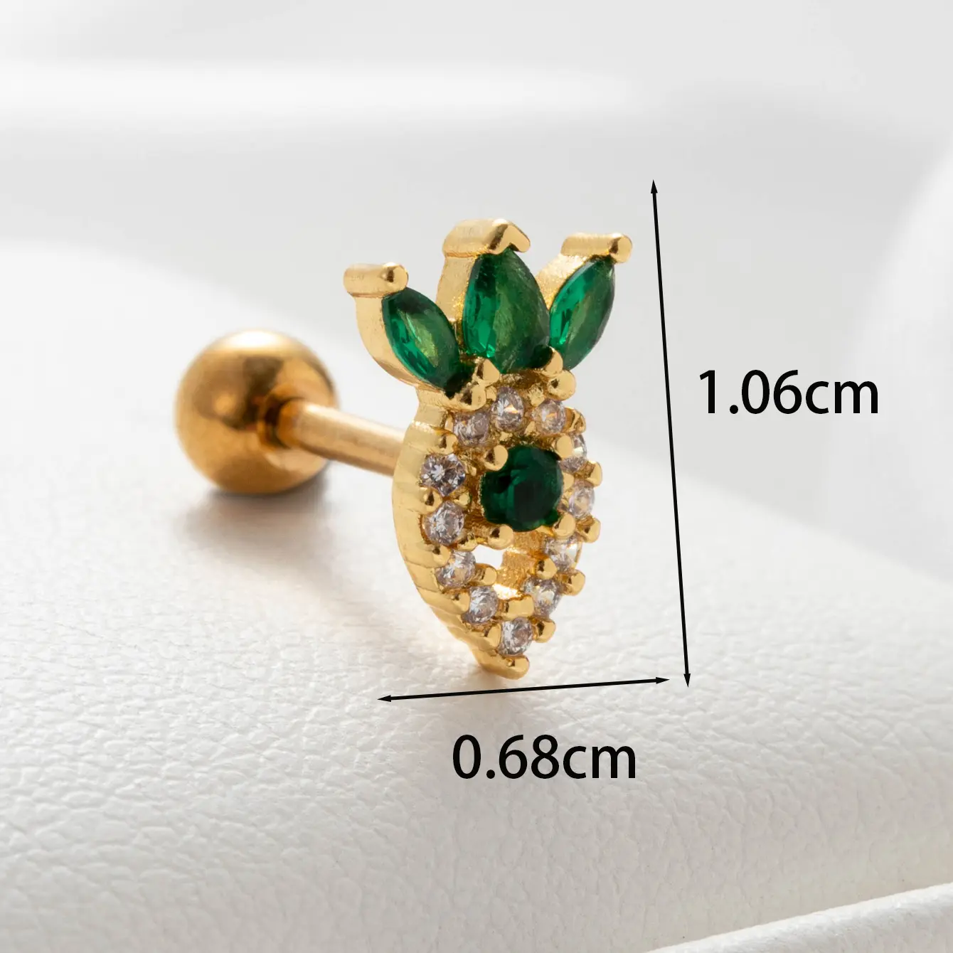 1 Piece Simple Series  Plant Titanium Steel  18K Gold Plated Zircon Women's Stud Earrings h5 